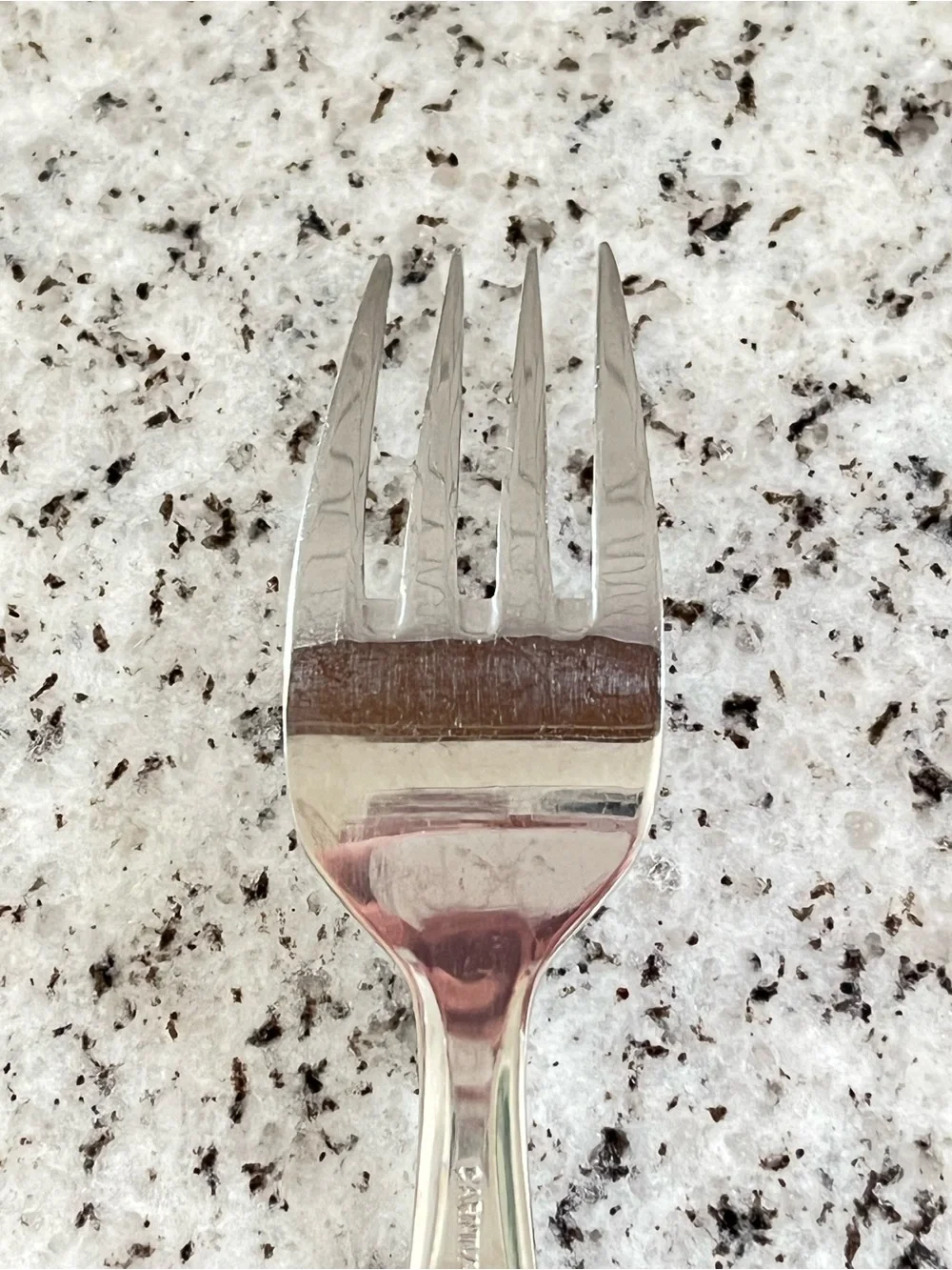 Vintage Carnival White Faux Bone Handle Dinner Forks Set of 4 Stainless Flatware